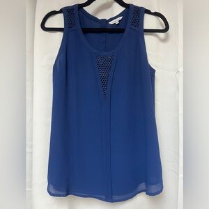 Navy Blue Tank with Embroidered Front